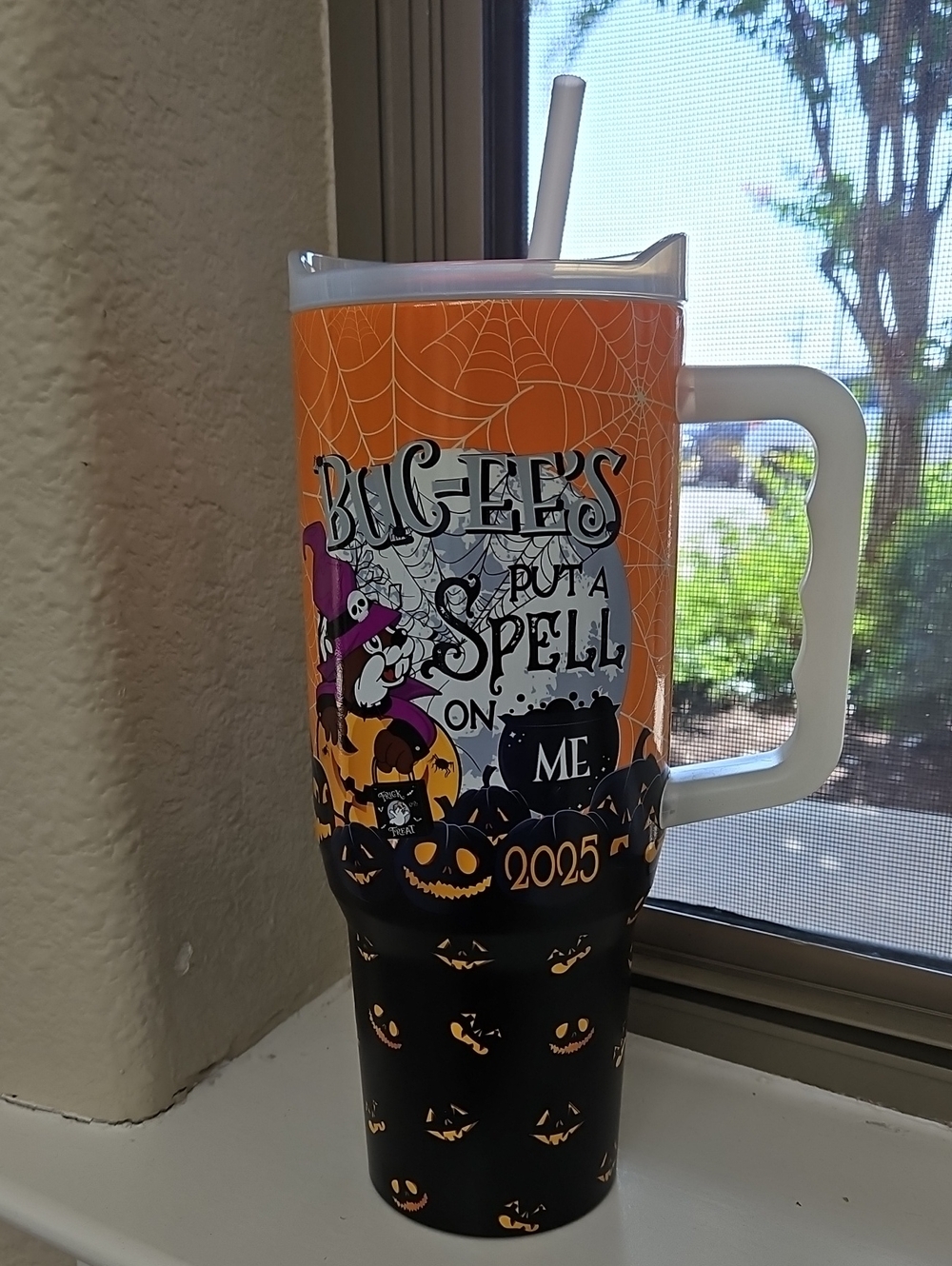Glow In The Dark Buc-ee's Halloween 2025 Travel Tumbler - Orange & Black